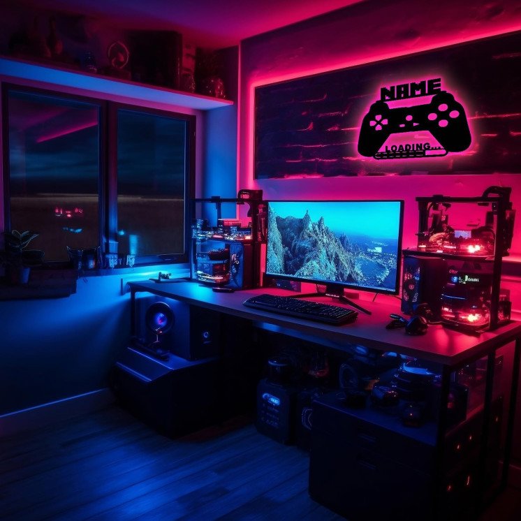 Gaming Zone LOADING ... Led Schild - RGB Gamer Geschenkidee personalisiert Mit Name Zimmer Beleuchtung Wand Lampe - Zimmer Deko