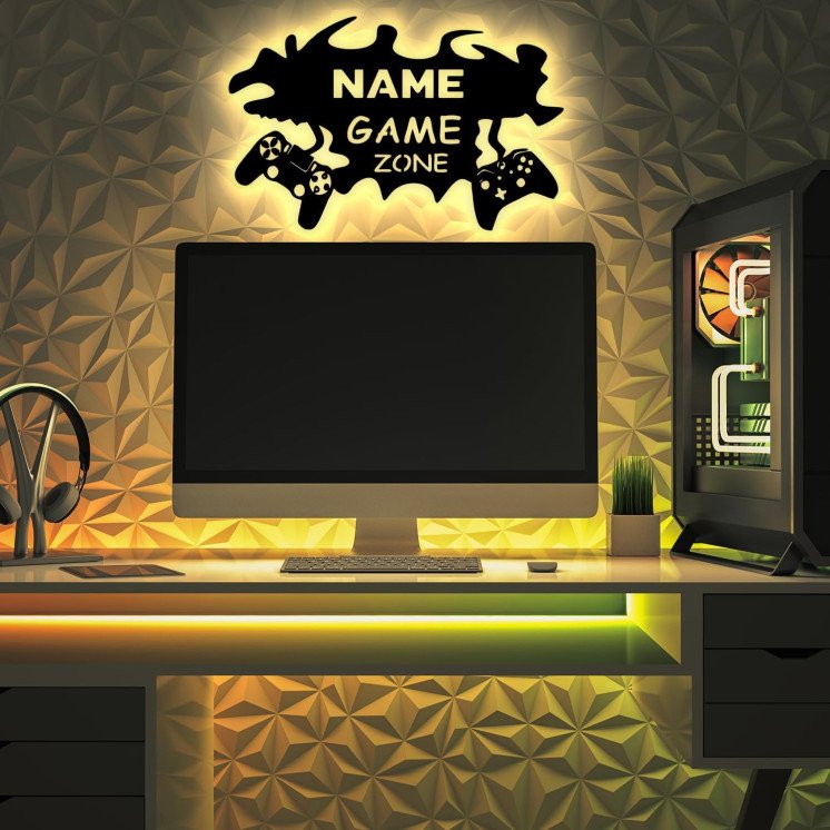 rgb Led GAME ZONE Schild - Gamer Geschenkidee personalisiert Mit Name Zimmer Beleuchtung Wand Lampe - Zimmer Deko - Besondere