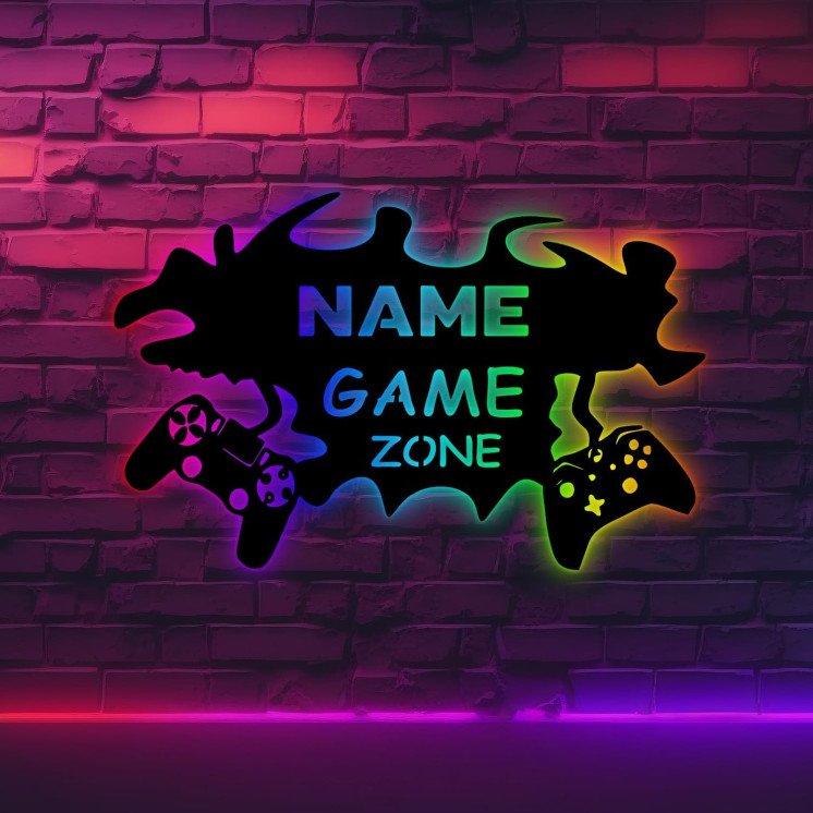 rgb Led GAME ZONE Schild - Gamer Geschenkidee personalisiert Mit Name Zimmer Beleuchtung Wand Lampe - Zimmer Deko - Besondere