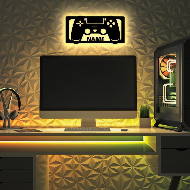 LEON FOLIEN Gaming Beleuchtung Wand Lampe in RGB LED Mit 16 Farben USB App Bedienung/Musikgesteuert I Gaming Zone für Videospiel