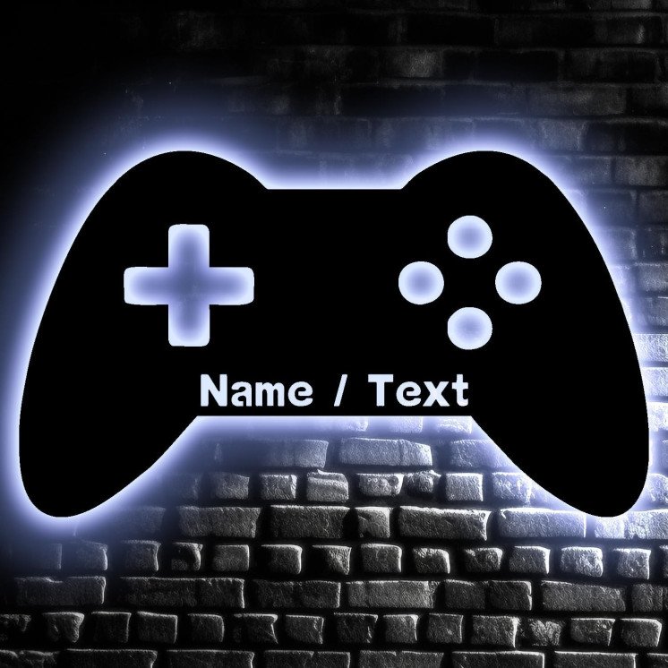 LEON FOLIEN Led Gaming Controller Lampe - Gaming Zimmer Deko - Wandlampe Mit Name - Personalisierte Wanddeko - Besondere