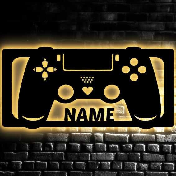 LEON FOLIEN Led Gaming Beleuchtung Wand Lampe I Gaming Zone für Videospiel Fans - Zockerbude - Aus MDF Holz - Geschenkidee für