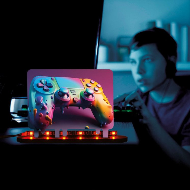 Controller Gamer Gaming (optional) Led RGB Beleuchtung - Personalisiert NAME auf Holz gedruckt Tischdeko - Geschenke - Besondere