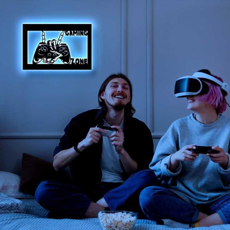 LEON FOLIEN Gaming Zone RGB Led Deko Wand Lampe Geschenke für Jungen Männer Jungs Frauen Gamer - für Videospiel Fans -