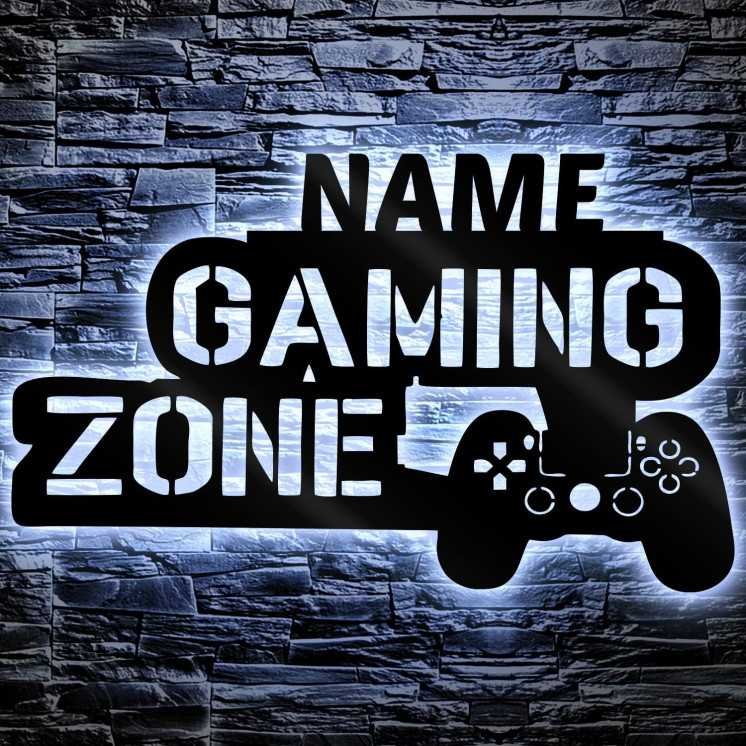 Led Gaming Zone Schild - Gamer Geschenkidee personalisiert Mit Name Zimmer Beleuchtung Wand Lampe - Zimmer Deko - Besondere