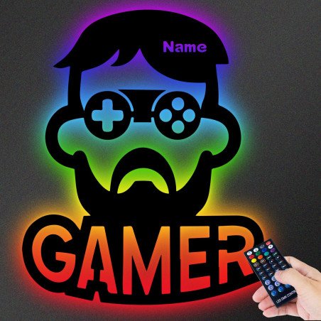 CAMER - RGB Led Gaming Schild - Gamer Geschenkidee personalisiert Mit Name Wand Lampe - Zimmer Deko - Besondere Geschenke für