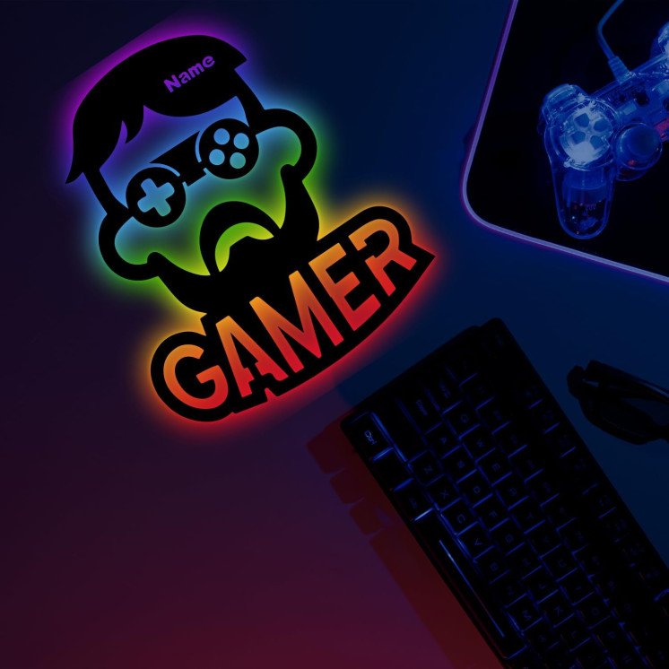 CAMER - RGB Led Gaming Schild - Gamer Geschenkidee personalisiert Mit Name Wand Lampe - Zimmer Deko - Besondere Geschenke für