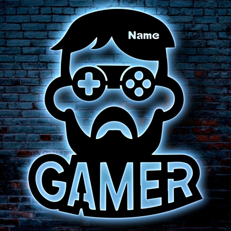 CAMER - RGB Led Gaming Schild - Gamer Geschenkidee personalisiert Mit Name Wand Lampe - Zimmer Deko - Besondere Geschenke für