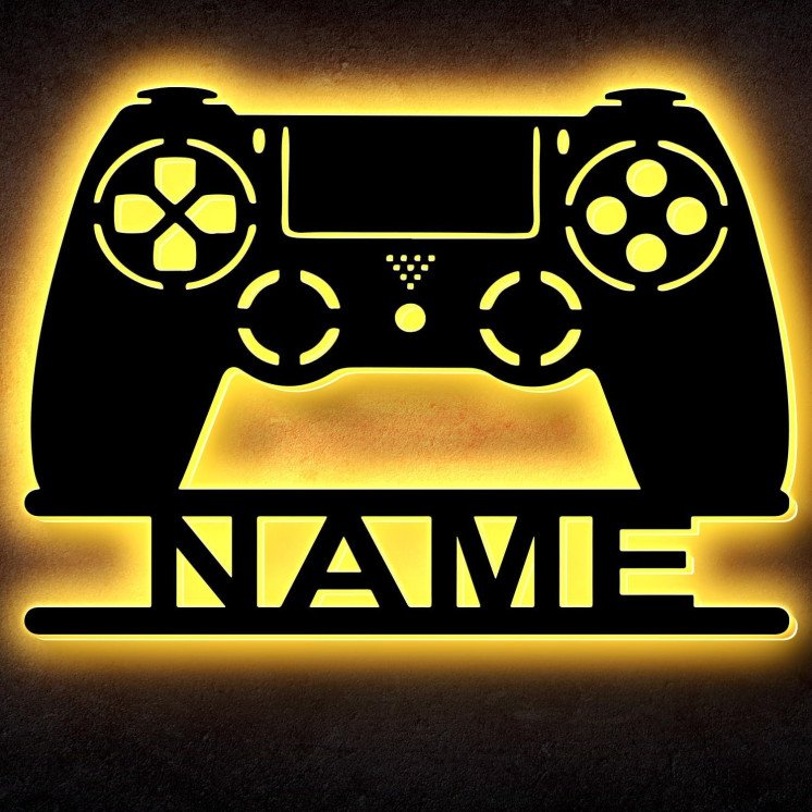 LEON FOLIEN RGB Led Gaming Controller Lampe - Gaming Zimmer Deko - Wandlampe Mit Name - Personalisierte Wanddeko - Besondere