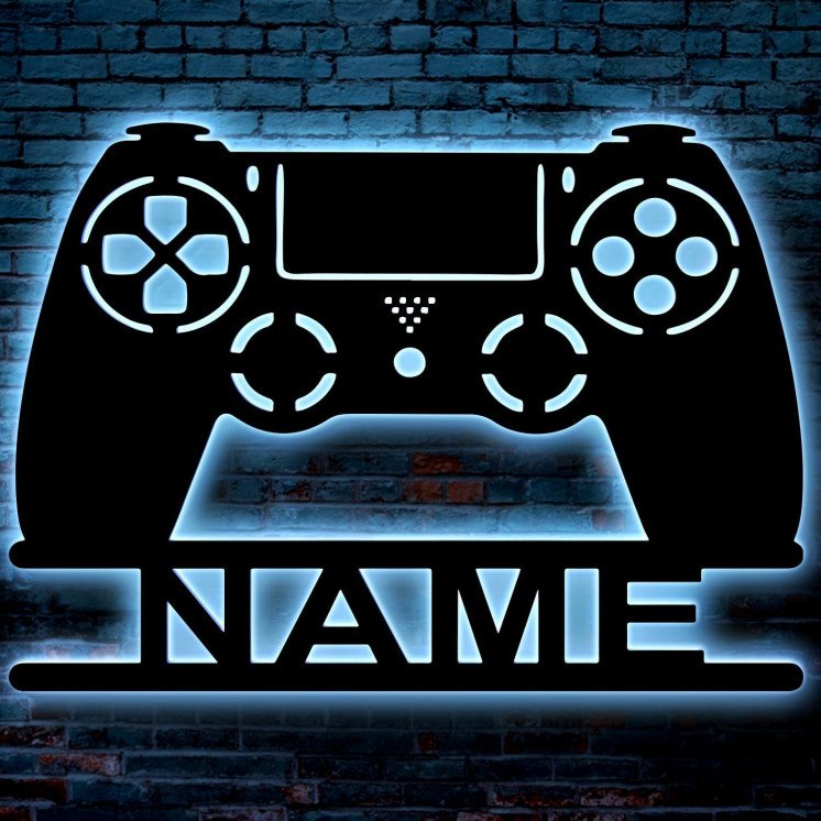 LEON FOLIEN RGB Led Gaming Controller Lampe - Gaming Zimmer Deko - Wandlampe Mit Name - Personalisierte Wanddeko - Besondere