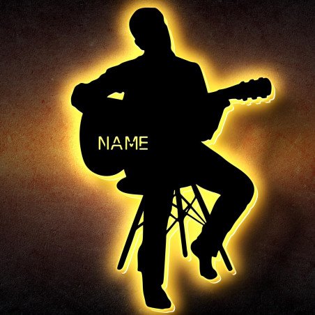 LEON FOLIEN LED Gitarre Junger Mann Acoustic Guitar Player Klassische Musik Nachtlicht personalisierte Geschenk für Sie Ihn mit