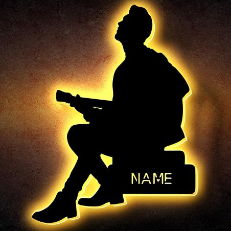 LED Gitarre Junger Mann Acoustic Guitar Klassische Musik Nachtlicht personalisierte Geschenk für Sie Ihn mit Name aus MDF Holz