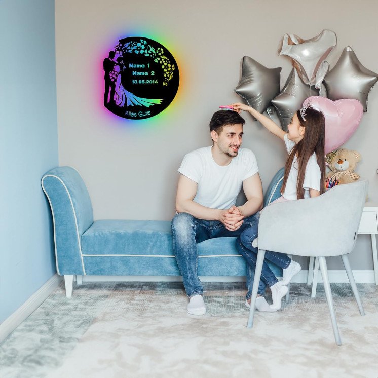 Alles Gute RGB Led Hochzeitsgeschenk personalisiert mit Wunschnamen Deko Verliebte Partner romantische Geschenke,