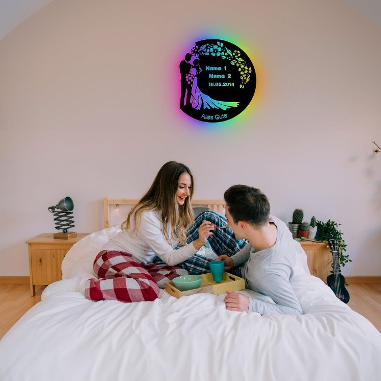 Alles Gute RGB Led Hochzeitsgeschenk personalisiert mit Wunschnamen Deko Verliebte Partner romantische Geschenke,