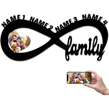 Familie Mit Herz Foto Unendlichkeitszeichen bis 4 Namen - personalisiert Geschenke - (Optional) Beleuchtung Wand Lampe family