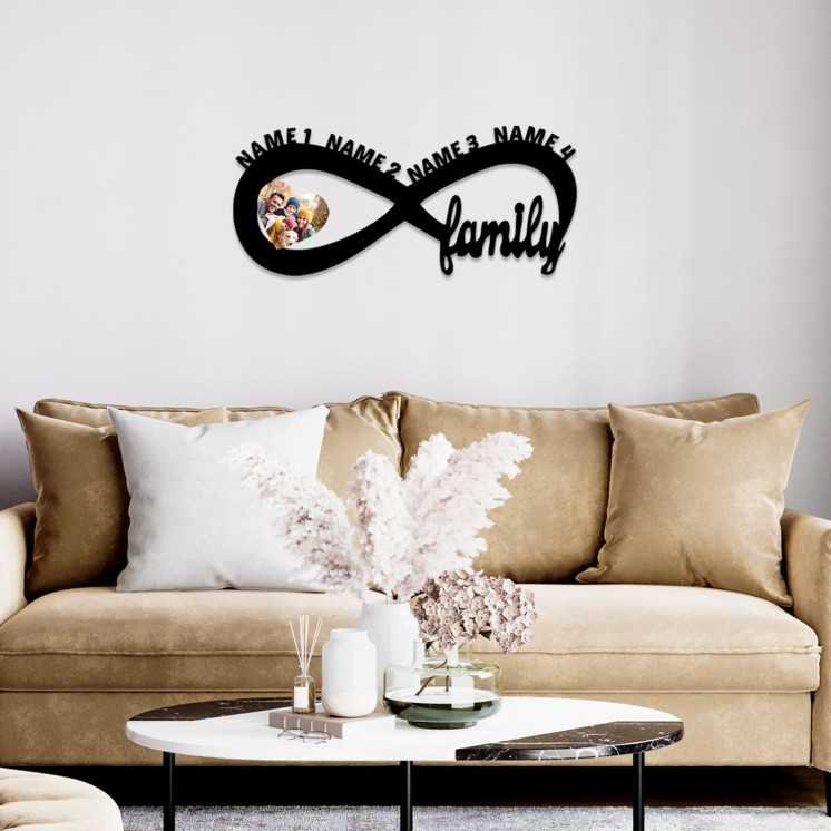 Familie Mit Herz Foto Unendlichkeitszeichen bis 4 Namen - personalisiert Geschenke - (Optional) Beleuchtung Wand Lampe family