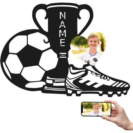 LEON FOLIEN Pokal Fußball geschenke fussball jungen Mit Foto auf Holz gedruckt personalisiert Name - Geschenke (Optional)