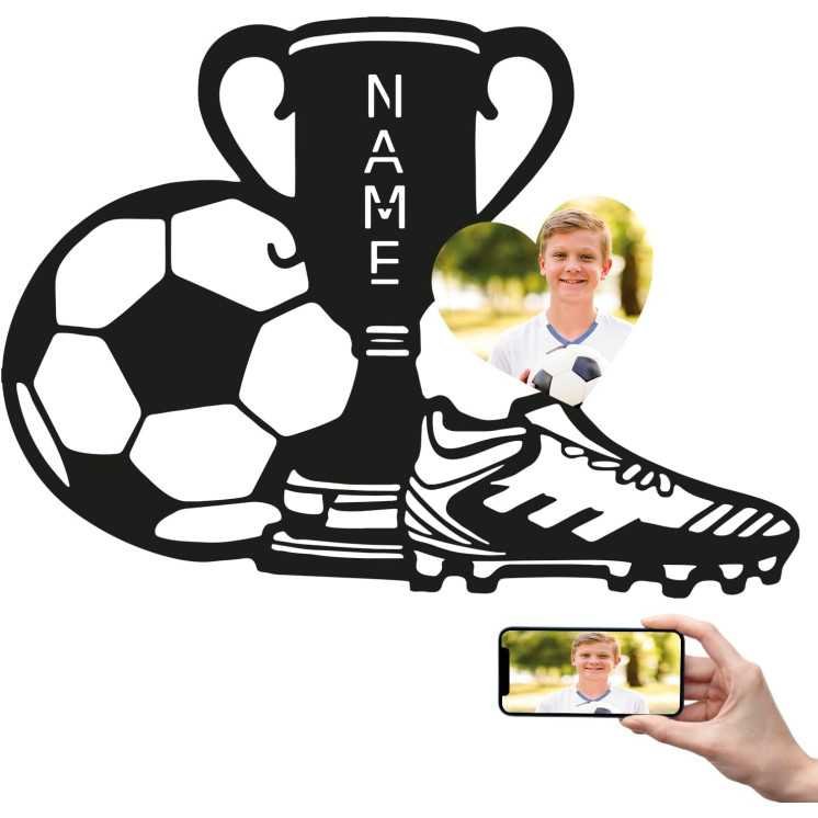 LEON FOLIEN Pokal Fußball geschenke fussball jungen Mit Foto auf Holz gedruckt personalisiert Name - Geschenke (Optional)