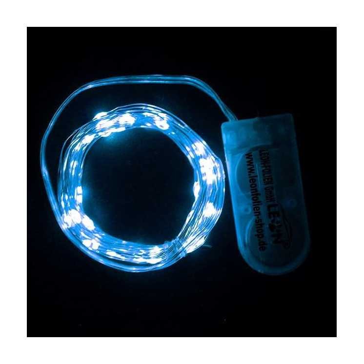 Mini LED Lichterkette Blau mit Batterie 2 Meter 20 LEDs Kupferkabel Wasserdicht Draht Klein Dekoration Weihnachten Halloween