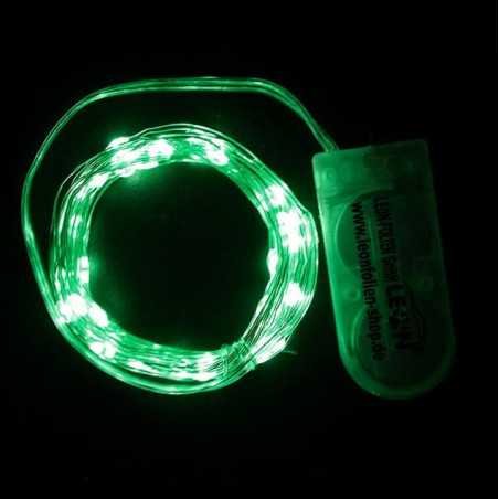 Mini LED Lichterkette Grün mit Batterie 2 Meter 20 LEDs Kupferkabel Wasserdicht Draht Klein Dekoration Weihnachten Halloween