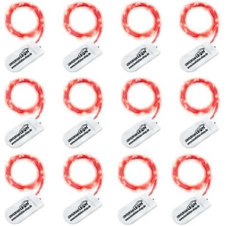 Mini LED Lichterkette Rot mit Batterie 2 Meter 20 LEDs Kupferkabel Wasserdicht Draht Klein Dekoration Weihnachten Halloween