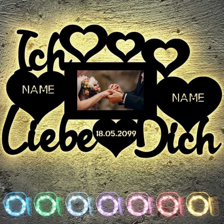 deko Schlummerlicht Nachtlicht Ich liebe dich Herzen mit Bilderrahmen