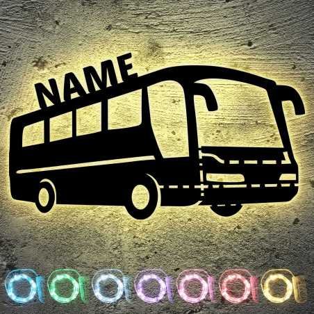 Bus LED Deko Schlummerlicht Nachtlicht Auto Wandlicht Wandlampe personalisiert mit Wunsch Name