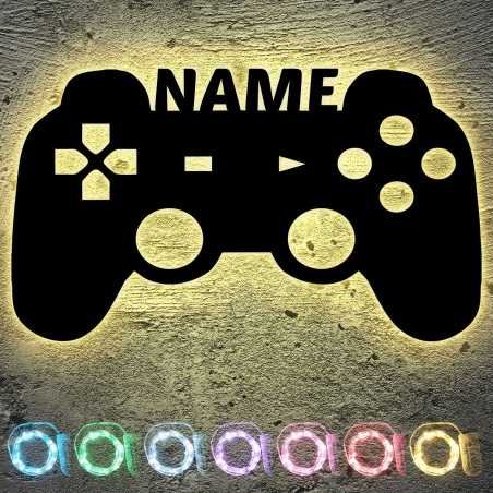 Controller LED Deko Schlummerlicht Gamer Gaming Joystick Wandlicht Wandlampe personalisiert mit Wunsch Name