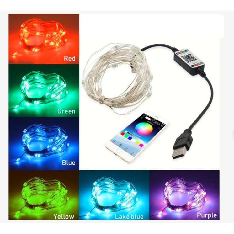 RGB LED in USB Anschluss mit extra langem Kabel (1,5 m). Einfache Bedienung über die App mit Musiksteuerung oder mit der