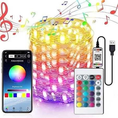 RGB LED in USB Anschluss mit extra langem Kabel (1,5 m). Einfache Bedienung über die App mit Musiksteuerung oder mit der