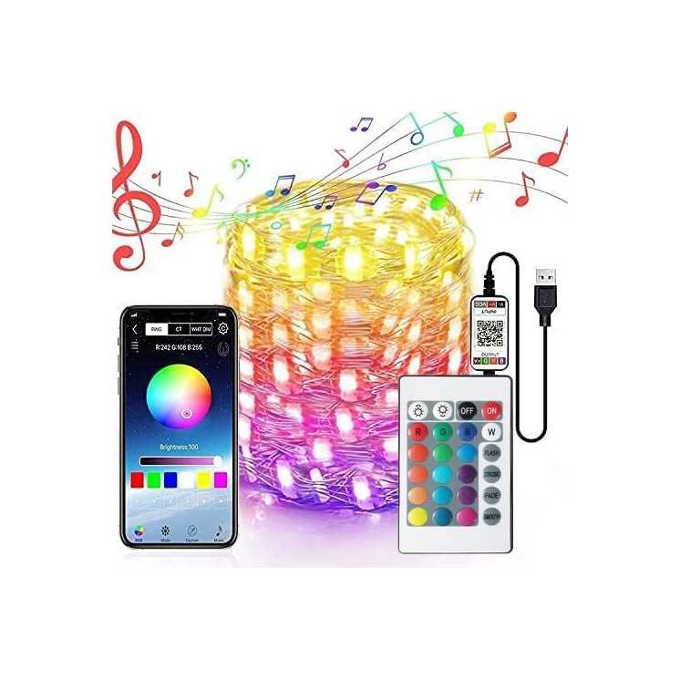 RGB LED in USB Anschluss mit extra langem Kabel (1,5 m). Einfache Bedienung über die App mit Musiksteuerung oder mit der