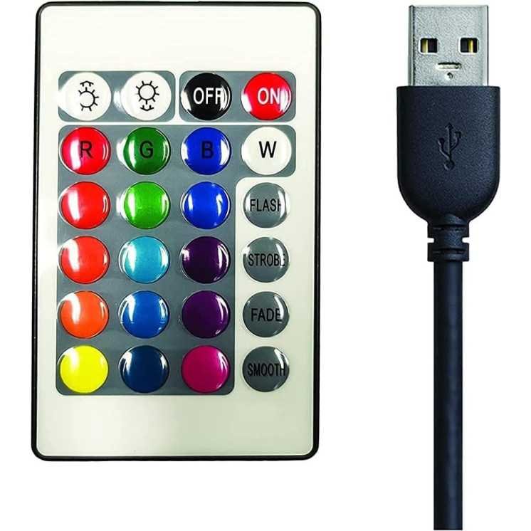 RGB LED in USB Anschluss mit extra langem Kabel (1,5 m). Einfache Bedienung über die App mit Musiksteuerung oder mit der