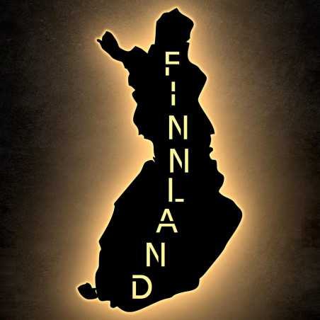 Finnland personalisiert mit Wunschtext Map of Finland Suomi Lasergravur LED Schlummerlicht für Schlafzimmer Wohnzimmer Geschenk