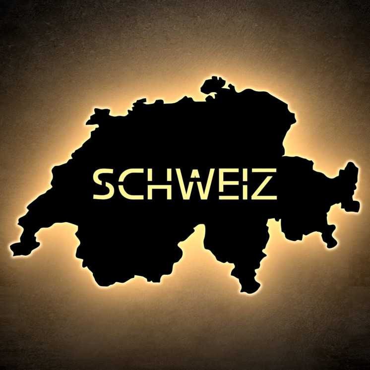 Swiss personalisiert mit Wunschtext Switzerland Lasergravur LED Schlummerlicht für Schlafzimmer Wohnzimmer Geschenk