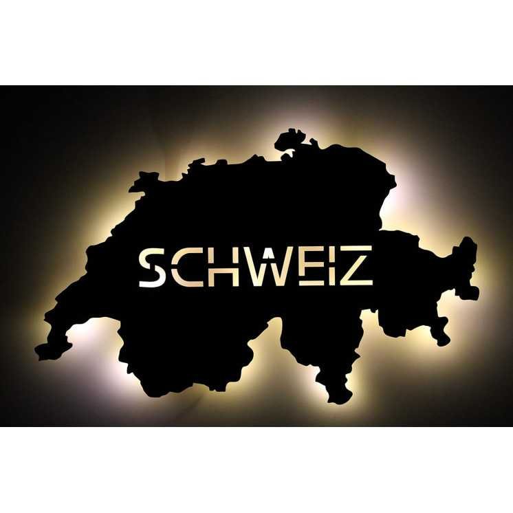 Swiss personalisiert mit Wunschtext Switzerland Lasergravur LED Schlummerlicht für Schlafzimmer Wohnzimmer Geschenk