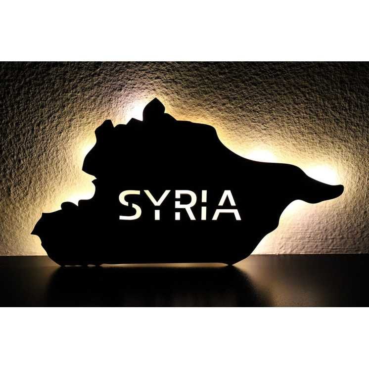 Syrien personalisiert mit Wunschtext Styria سوريا Lasergravur LED Schlummerlicht für Schlafzimmer Wohnzimmer Geschenk