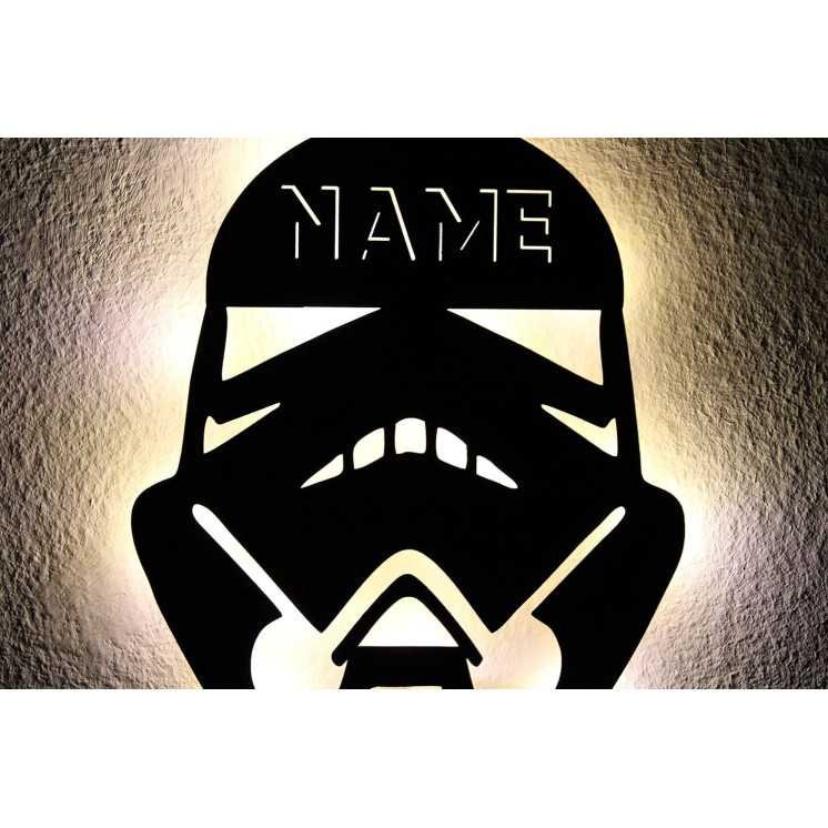 LEON FOLIEN Stormtrooper Schlummerlicht LED, personalisiert mit Name Lasergravur Nachtlicht für Schlafzimmer Wohnzimmer Geschenk