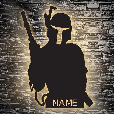 LEON - FOLIEN Kämpfer mit Helm Led personalisiert mit Name Schlummerlicht Nachtlicht Geschenk Baby Kinder Junge Mädchen Jungs -