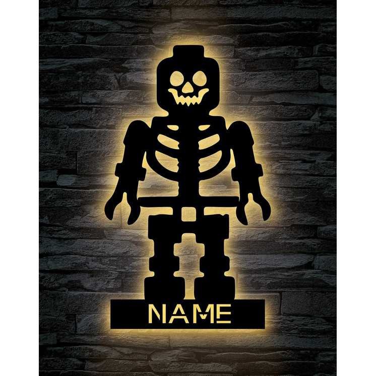 LEON - FOLIEN Lustiger Roboter Led personalisiert mit Name Schlummerlicht Nachtlicht Geschenk Baby Kinder Junge Mädchen Jungs -