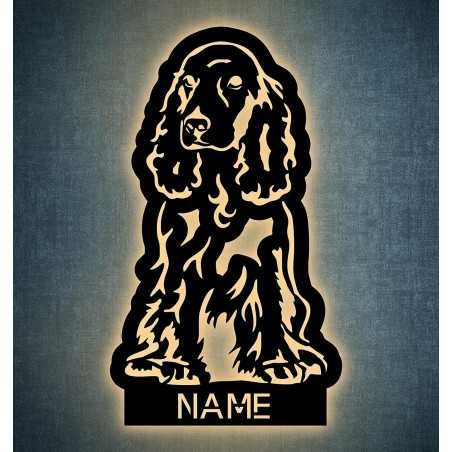 LEON - FOLIEN Cocker Spaniel Hund Schlummerlicht personalisiert mit Name Led Lasergravur aus MDF Holz Nachtlicht Geschenk