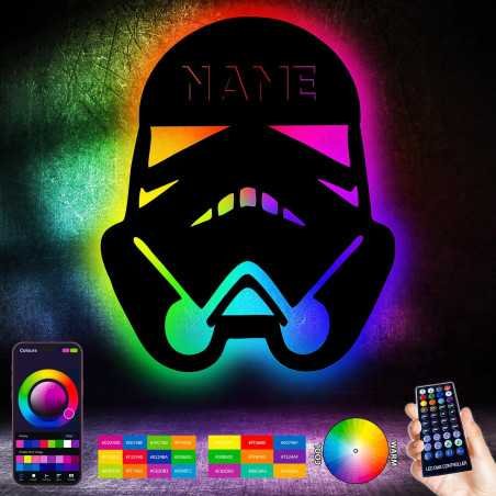 LEON FOLIEN Stormtrooper Schlummerlicht RGB LED, personalisiert mit Name Nachtlicht für Schlafzimmer Wohnzimmer Geschenk für