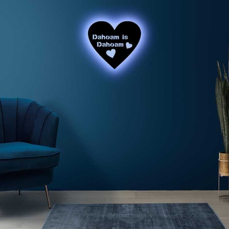 LEON FOLIEN Led Herz Deko Dahoam is Dahoam Schlummerlicht Nachtlicht, personalisiert MDF Holz in 7 Farbe Geschenke -