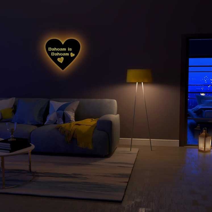 LEON FOLIEN Led Herz Deko Dahoam is Dahoam Schlummerlicht Nachtlicht, personalisiert MDF Holz in 7 Farbe Geschenke -