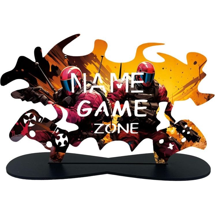 3D Style Tischdeko Game Zone - Personalisiert Name auf Holz gedruckt - Geschenke - Besondere Geschenke für Videospiel - 4 Stilen