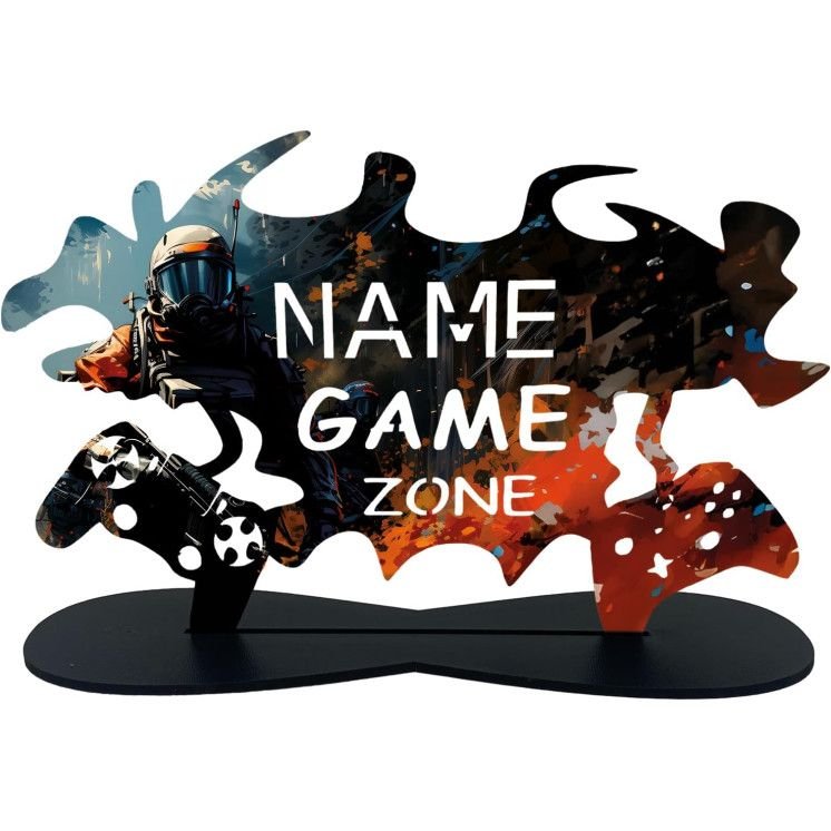 3D Style Tischdeko Game Zone - Personalisiert Name auf Holz gedruckt - Geschenke - Besondere Geschenke für Videospiel - 4 Stilen