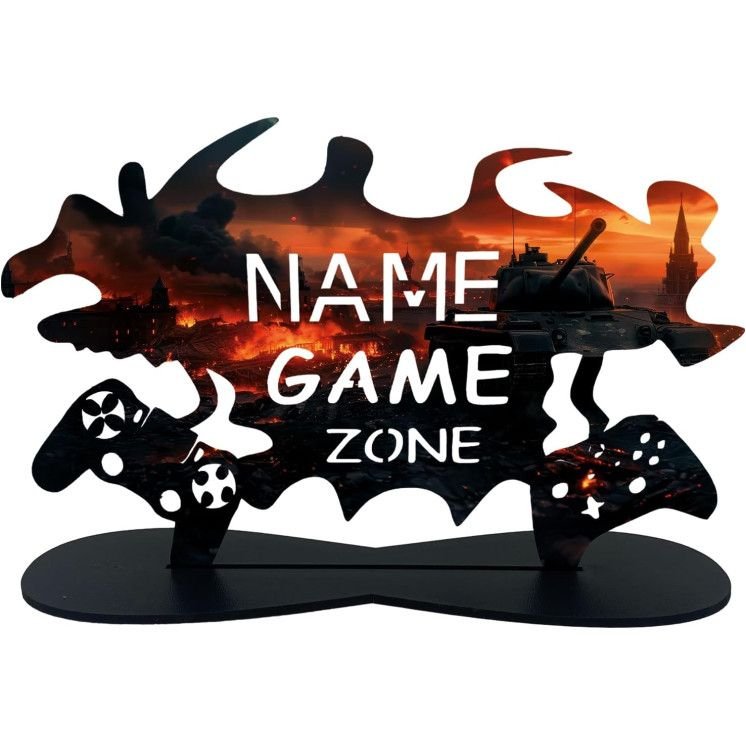 3D Style Tischdeko Game Zone - Personalisiert Name auf Holz gedruckt - Geschenke - Besondere Geschenke für Videospiel - 4 Stilen