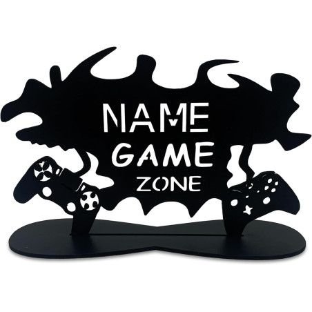 Tischdeko GAME ZONE - Personalisiert NAME Geschenke - Besondere Geschenke für Videospiel - (optional) LED Lichterkette - in 7