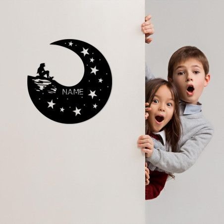 Led Lampe Schlummerlicht Nachtlicht personalisiert " Fee auf Mond & Sterne " Geschenke zur Geburt Feen Geschenk mit Name