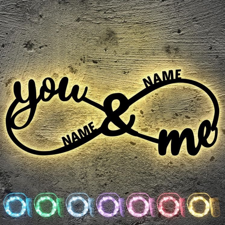 LED YOU & ME Unendlichkeitszeichen mit Namen Liebe Liebesbeweise zur Hochzeit Verlobung Jahrestag Hochzeitsgeschenke Wohnzimmer