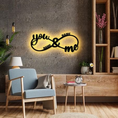 LED YOU & ME Unendlichkeitszeichen mit Namen Liebe Liebesbeweise zur Hochzeit Verlobung Jahrestag Hochzeitsgeschenke Wohnzimmer